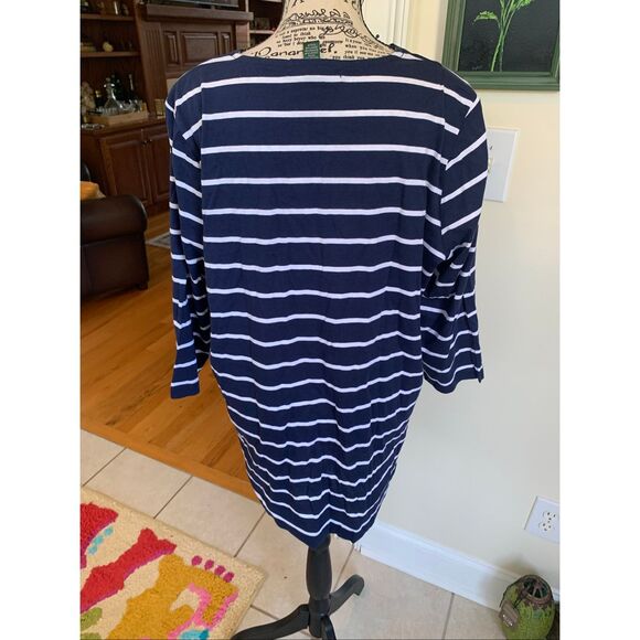 RALPH LAUREN Multicolor Striped V-Neck 3/4 Sleeve Tunic - Picture 6 of 7